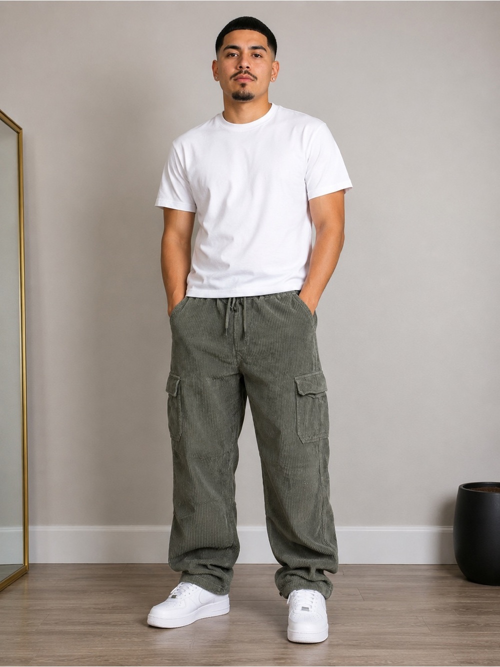 ASOS Olive Corduroy Cargo Pants
